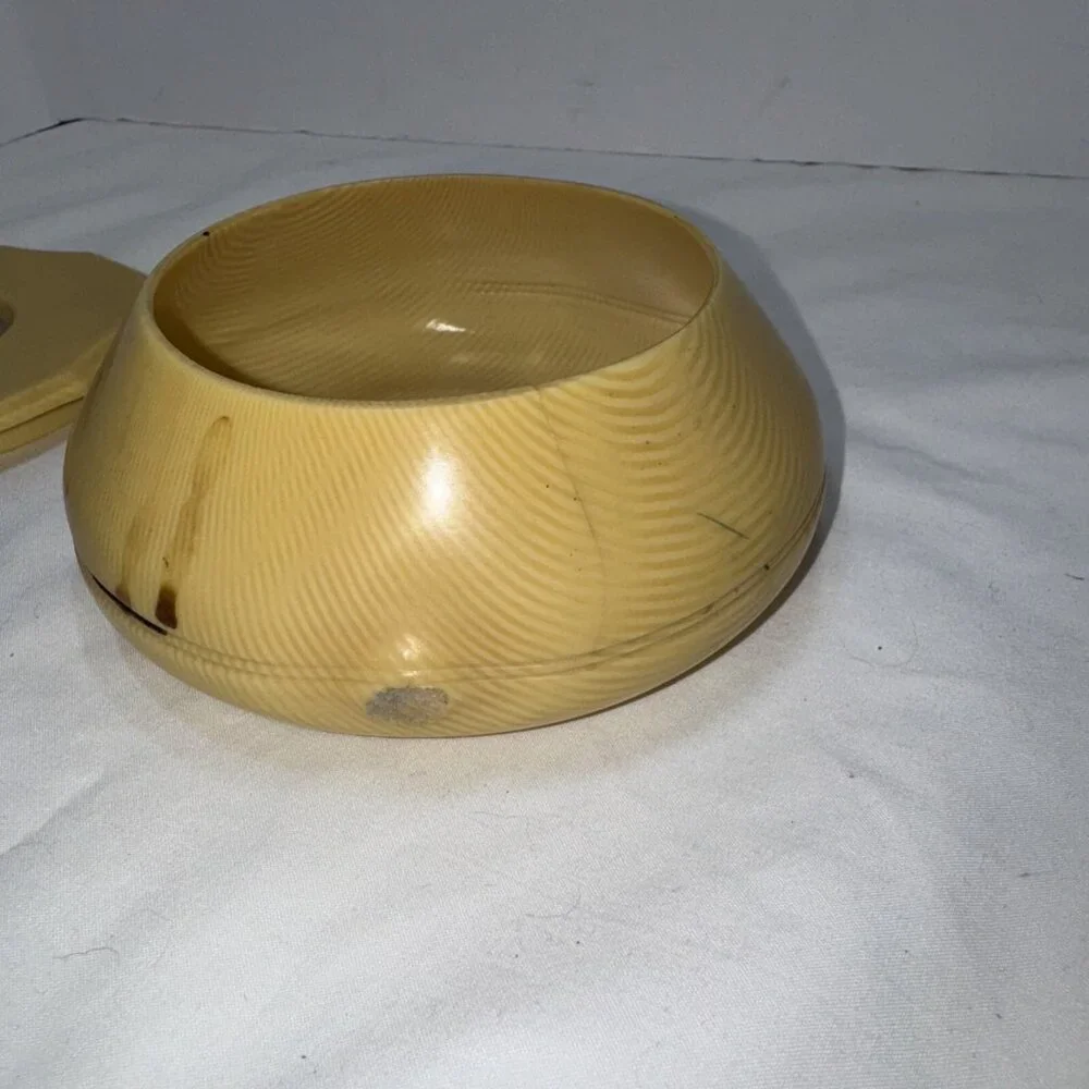 Bakelite Celluloid Hair Catcher Vanity Lidded ERS monogram